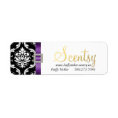 Paarse zwarte damast label 2 (Voorkant)