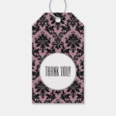 Paarse zwarte damast patroon Afstuderen dank u Cadeaulabel (Voorkant)