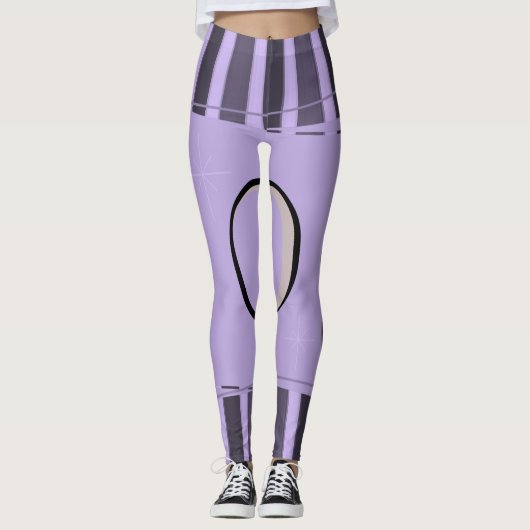 paarse zwarte damesleggings leggings (Voorkant)