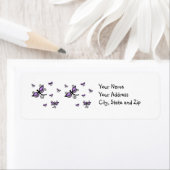 Paarse & zwarte Dragonflies op adreslabel Etiket (Insitu)