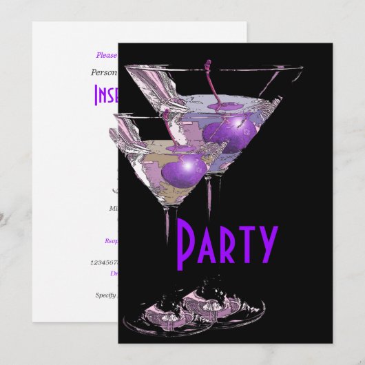 Paarse zwarte elegant kaart (Voorkant / Achterkant)