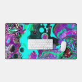 Paarse, zwarte en Blauwgroen Fluid Art Bureaumat (Keyboard & Muis)