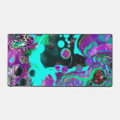 Paarse, zwarte en Blauwgroen Fluid Art Bureaumat (Voorkant)
