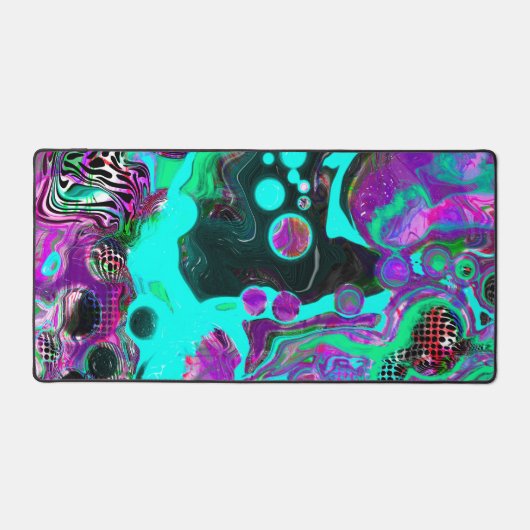 Paarse, zwarte en Blauwgroen Fluid Art Bureaumat (Voorkant)