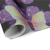 Paarse, zwarte en Bleke blauwe vlinder Cadeaupapier (Rol Hoek)