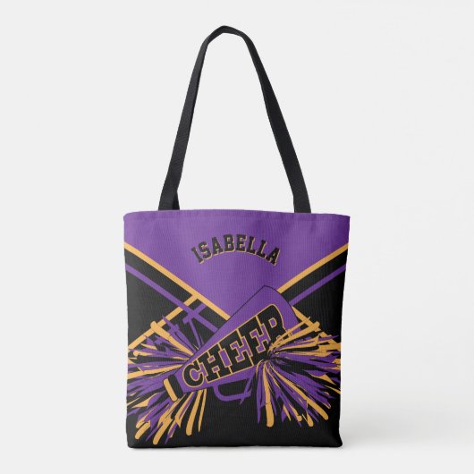 Paarse, zwarte en gouden design tote bag (Achterkant)