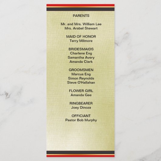 Paarse, zwarte en gouden eenvoudige elegantie programmakaart (Achterkant)