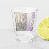 Paarse, zwarte en gouden glitter 30e verjaardag shot glas (Achterkant)