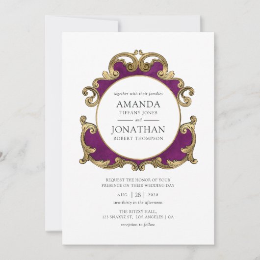 Paarse, zwarte en gouden weddenschappen kaart (Voorkant)