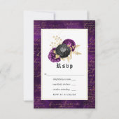 Paarse, zwarte en goudfinnen RSVP kaartje (Voorkant)