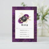 Paarse, zwarte en goudfinnen RSVP kaartje (Staand voorkant)
