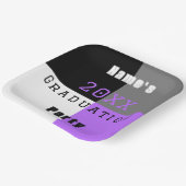 Paarse zwarte en witte afgestudeerden papieren bordje (Gebogen)