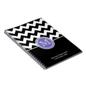 Paarse zwarte en witte Chevron-monogram laptop Notitieboek (Rechterzijde)