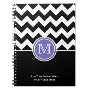 Paarse zwarte en witte Chevron-monogram laptop Notitieboek