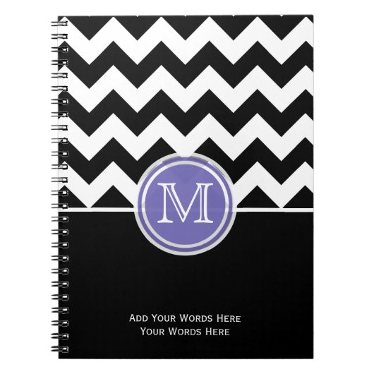 Paarse zwarte en witte Chevron-monogram laptop Notitieboek (Voorkant)