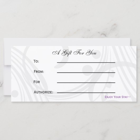 Paarse, zwarte en witte Chic-cadeaubonnen (Achterkant)