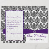 Paarse, zwarte en witte Damask Wedding Program II (Voorkant / Achterkant)