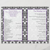 Paarse, zwarte en witte Damask Wedding Program II (Achterkant)