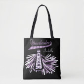 Paarse, zwarte en witte glitter Cheerleader Tote Bag (Voorkant)