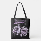 Paarse, zwarte en witte glitter Cheerleader Tote Bag (Achterkant)