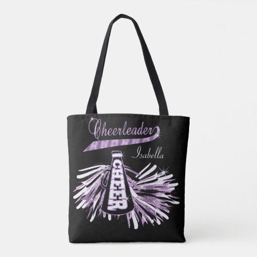 Paarse, zwarte en witte glitter Cheerleader Tote Bag (Achterkant)