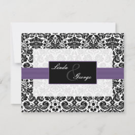 paarse, zwarte en witte RSVP-kaarten RSVP Kaartje