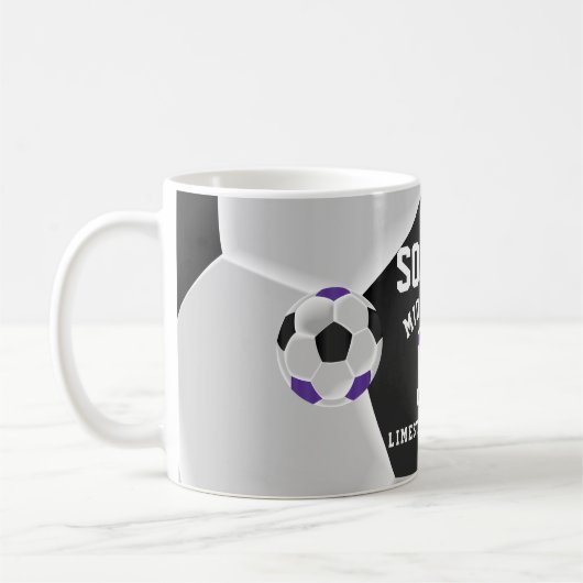 Paarse, zwarte en witte ⚽ sport koffiemok (Links)