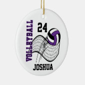 Paarse, zwarte en witte volleybal keramisch ornament (Rechts)