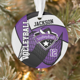 Paarse, zwarte en witte volleybal 🏐 ❤ ornament