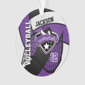 Paarse, zwarte en witte volleybal 🏐 ❤ ornament (voorkant)