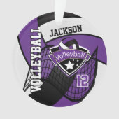 Paarse, zwarte en witte volleybal 🏐 ❤ ornament (voorkant)