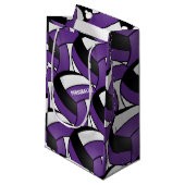 Paarse, zwarte en witte volleyballen klein cadeauzakje (Voorkant Gekanteld)