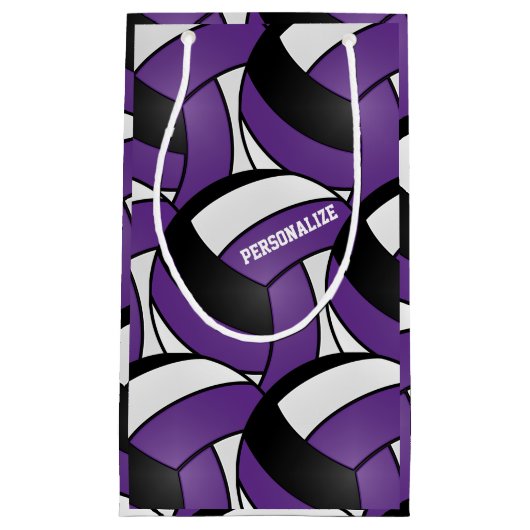 Paarse, zwarte en witte volleyballen klein cadeauzakje (Voorkant)