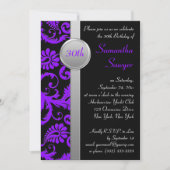 Paarse, zwarte, en Zilver 30th de Uitnodiging van  (Voorkant)