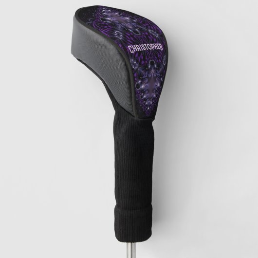 Paarse zwarte exotische gotiek golfheadcover (Schuin)