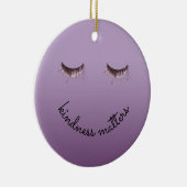 Paarse zwarte Eyelashes Kindness Keramisch Ornament (Rechts)