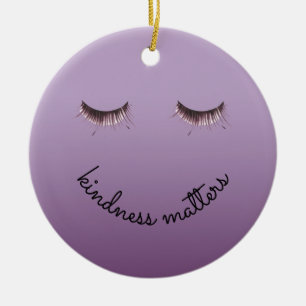 Paarse zwarte Eyelashes Kindness Keramisch Ornament