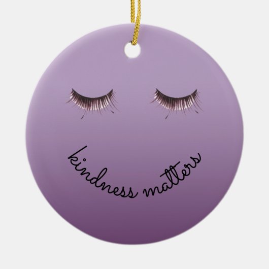 Paarse zwarte Eyelashes Kindness Keramisch Ornament (Voorkant)
