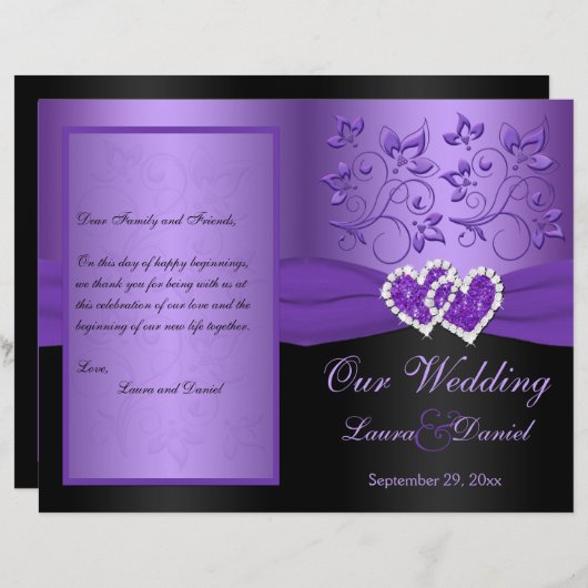 Paarse, zwarte Floral aangesloten bij het programm (Voorkant / Achterkant)