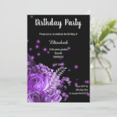 PAARSE ZWARTE FLORAL GARDEN BIRTHDAY 2 KAART (Staand voorkant)