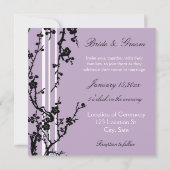 Paarse zwarte Floral Weddenschap Kaart (Achterkant)