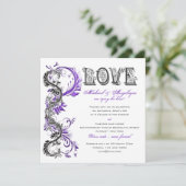 Paarse zwarte florzikroos verloving kaart (Staand voorkant)