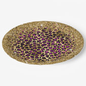 Paarse zwarte Folie en gouden glitterij luipaard g Papieren Bordje (Gekanteld)