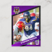 Paarse & Zwarte Football Trading Kaart Custom Logo Contactkaartje (Voorkant)