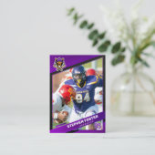 Paarse & Zwarte Football Trading Kaart Custom Logo Contactkaartje (Staand voorkant)