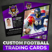 Paarse & Zwarte Football Trading Kaart Custom Logo Contactkaartje
