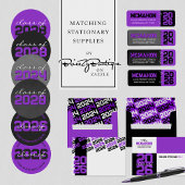 Paarse & Zwarte Foto Afstuderen Filmstrip Frosted Acryl Uitnodigingen