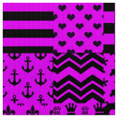 Paarse zwarte gemengde patronen Patchwork ontwerp Stof (Close Up)