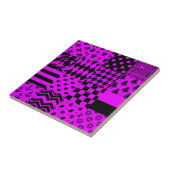 Paarse zwarte gemengde patronen Patchwork ontwerp Tegeltje (Zijkant)