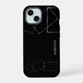 Paarse Zwarte Geometrische Frame Custom Hoesje iPhone 15 Case